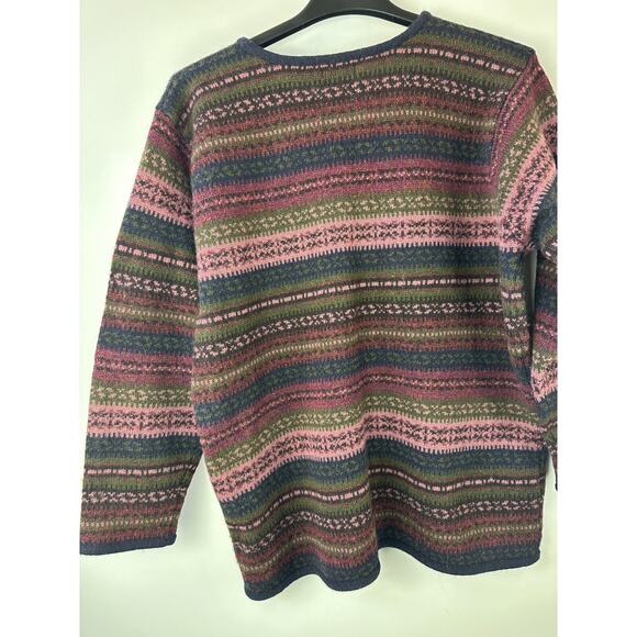 SKYR Vintage 100% Wool Cardigan Sweater Aztec Nordic Fair Isle Long Button Up XL - Picture 10 of 12